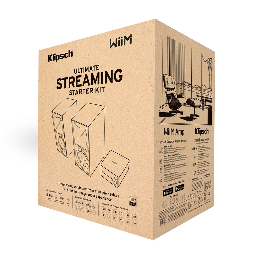 kit de démarrage ultime pour le streaming enceintes klipsch r-60m amplificateur wii m et câble ultralink